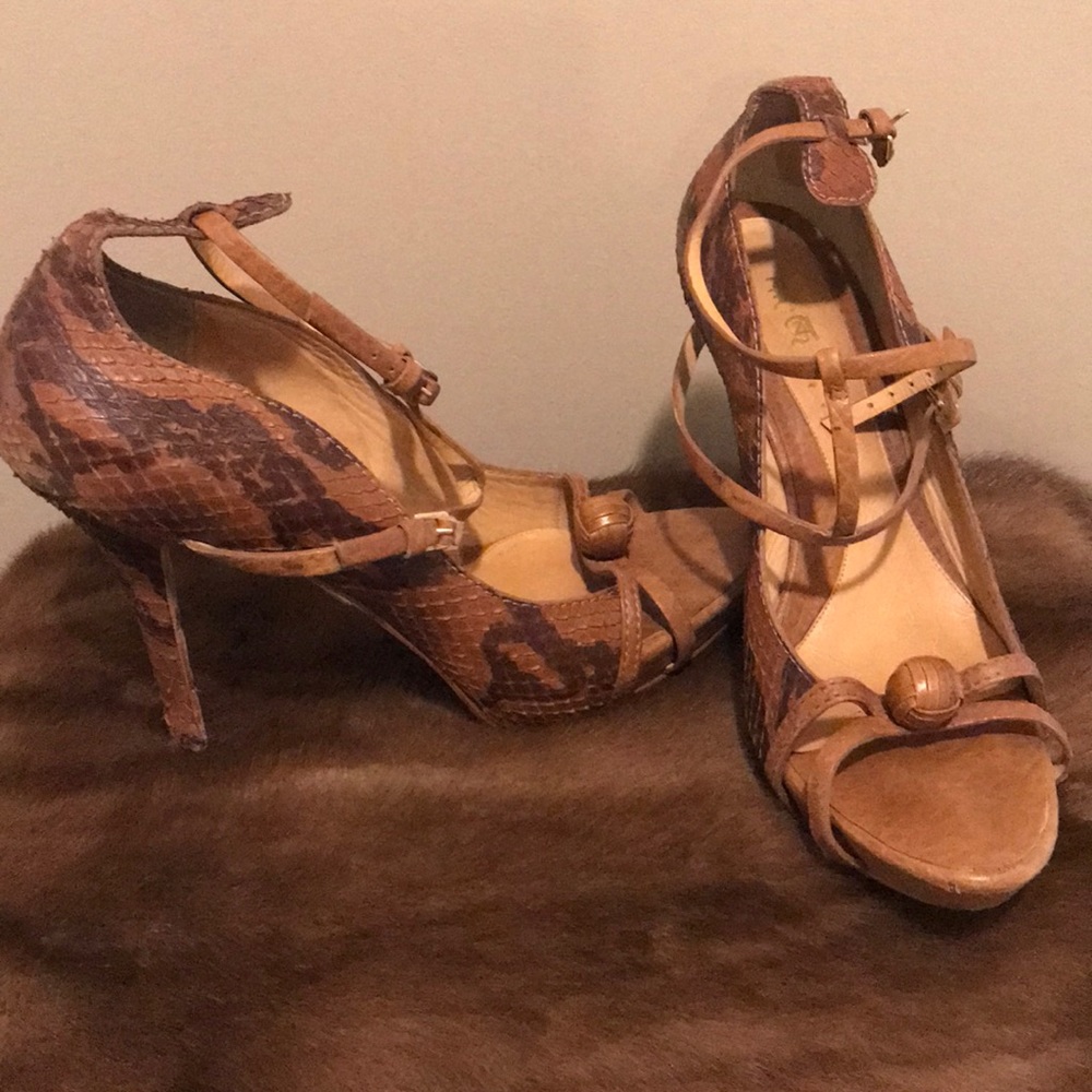 L.A.M.B. Snakeskin print heels